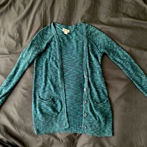 Mudd Turquoise Button-Up Cardigan Sweater
